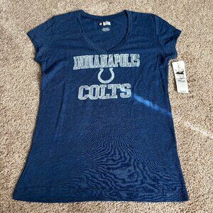 NFL Indianapolis Colts Top Womens L Blue V-Neck Sporty Football Athleisure NWT
